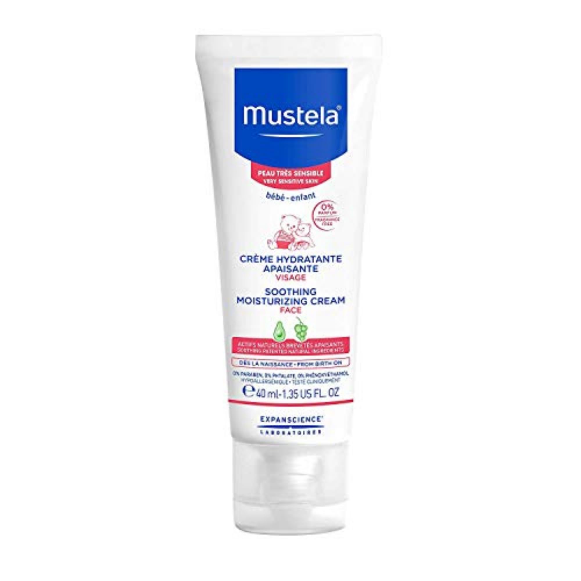 Mustela Avocado Perseose Beruhigende Gesichtscreme BIO, Gesicht, Baby, ganze Familie - Tägliche Feuchtigkeitspflege Speziell für überempfindliche Haut, 97% Inhaltsstoffe natürlichen Ursprungs (40ml)