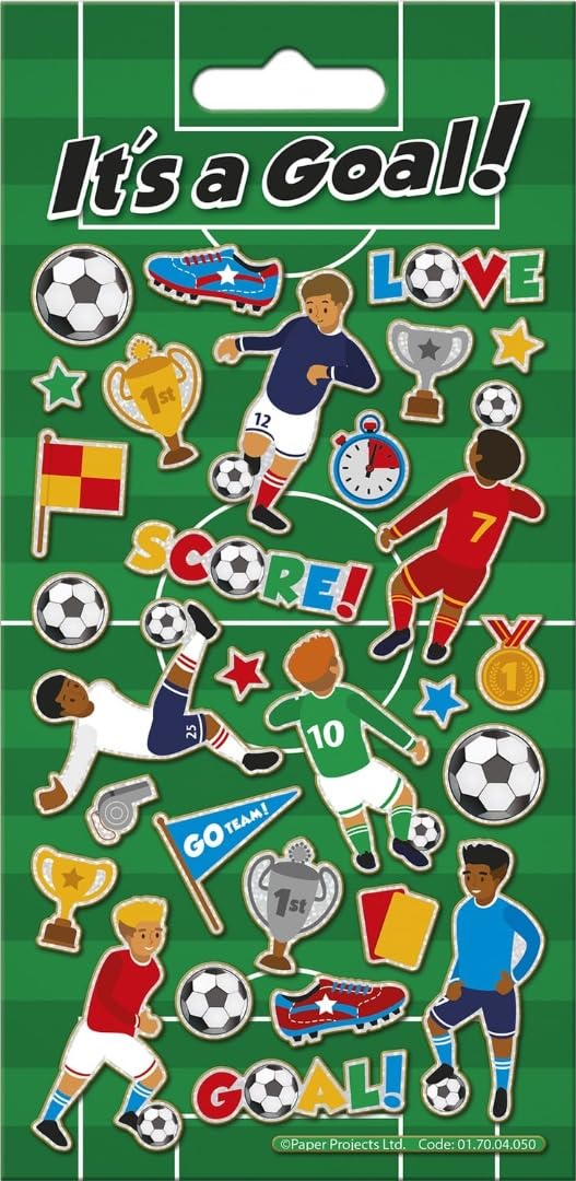 It's a Goal! Sparkly Reusable Craft Stickers | Perfect for Craft Activities for Children and Adults | Reusable on Non-Porous Surfaces, 19.5cm x 9.5cm