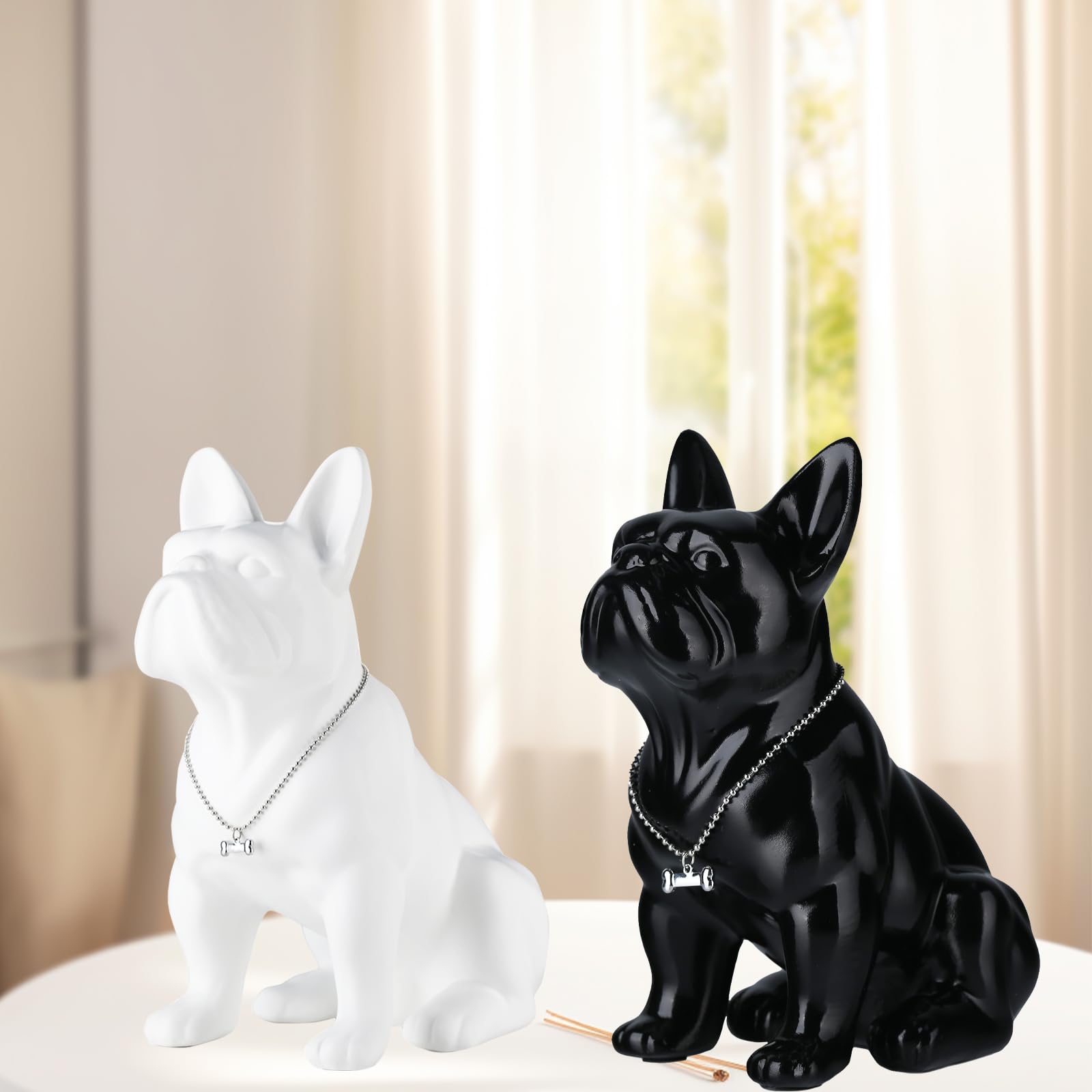 XYQXYQ French Bulldog Statue, Black Pug Resin Sitting Dog, English Bulldog Home Decoration Sculpture - Image 4