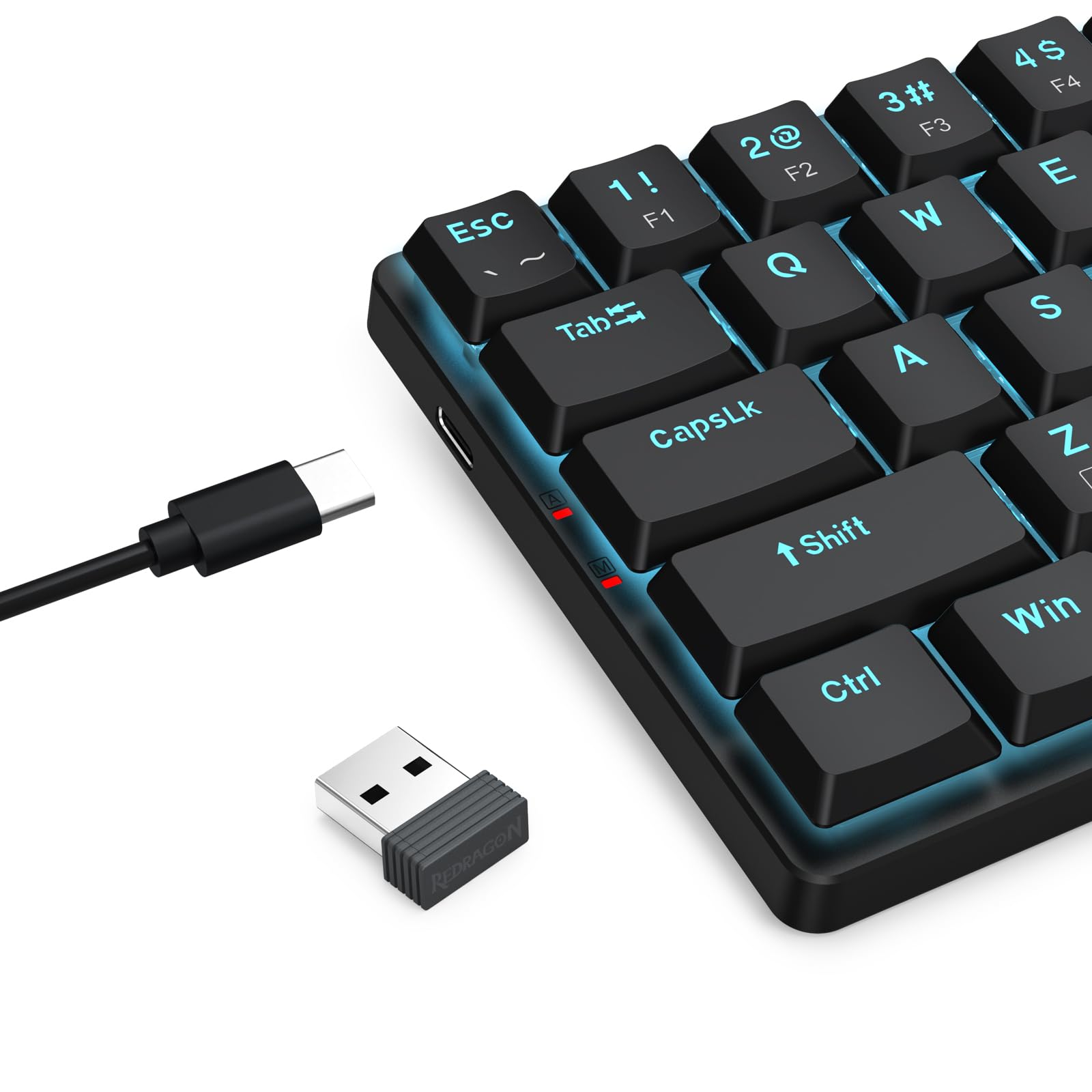 Redragon BS8773 Combos de teclados y ratones inalámbricos para juegos, 78 teclas, 2,4 GHz, teclado mecánico con interruptores marrones, diseño delgado y compacto con retroiluminación azul, ratón 2400
