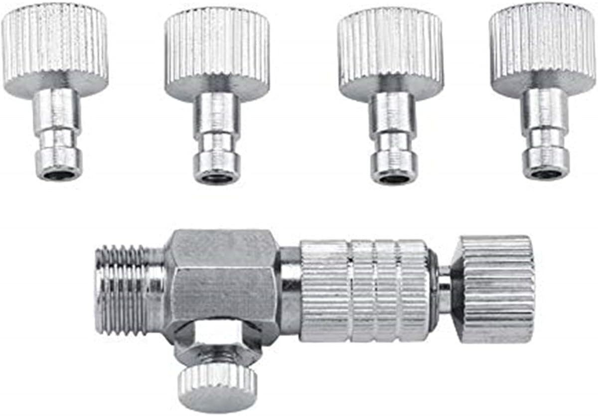 Tbest Harder Steenbeck Airbrush Quick Connect,Airbrush Quick Release Disconnect Adapter 1/8 in Male and Female Connections Adapter with Adjustable Control Valve Airbrush Accessories