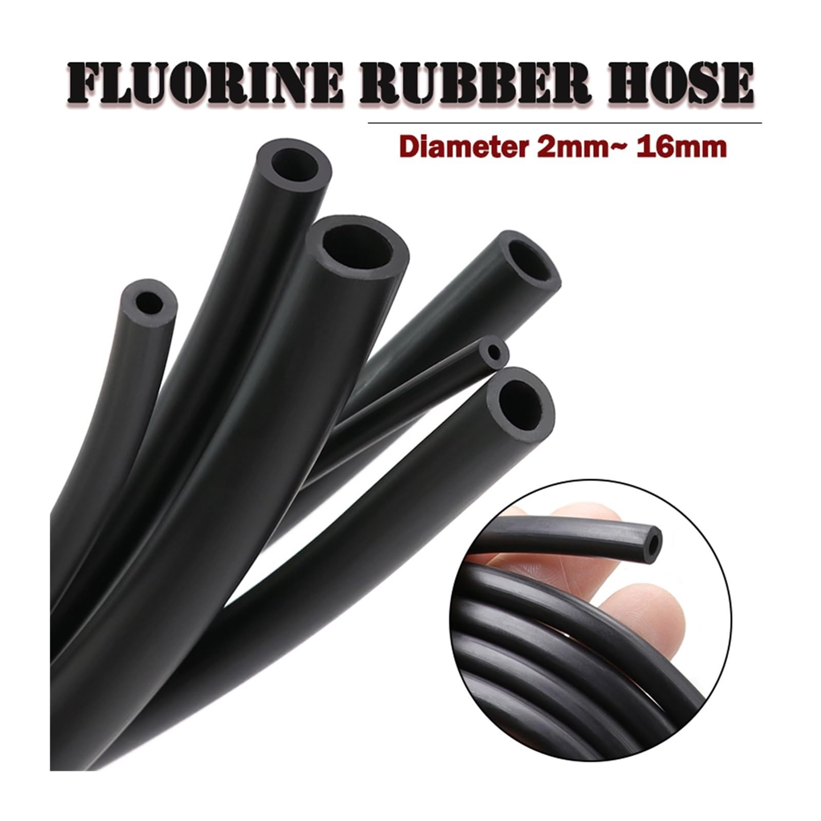 Tubo caucho flúor 2-16mm resistente calor ácidos y bases | Resiste ácidos, bases y altas temperaturas for fluidos químicos(10 meters,ID 5mm x OD 8mm)