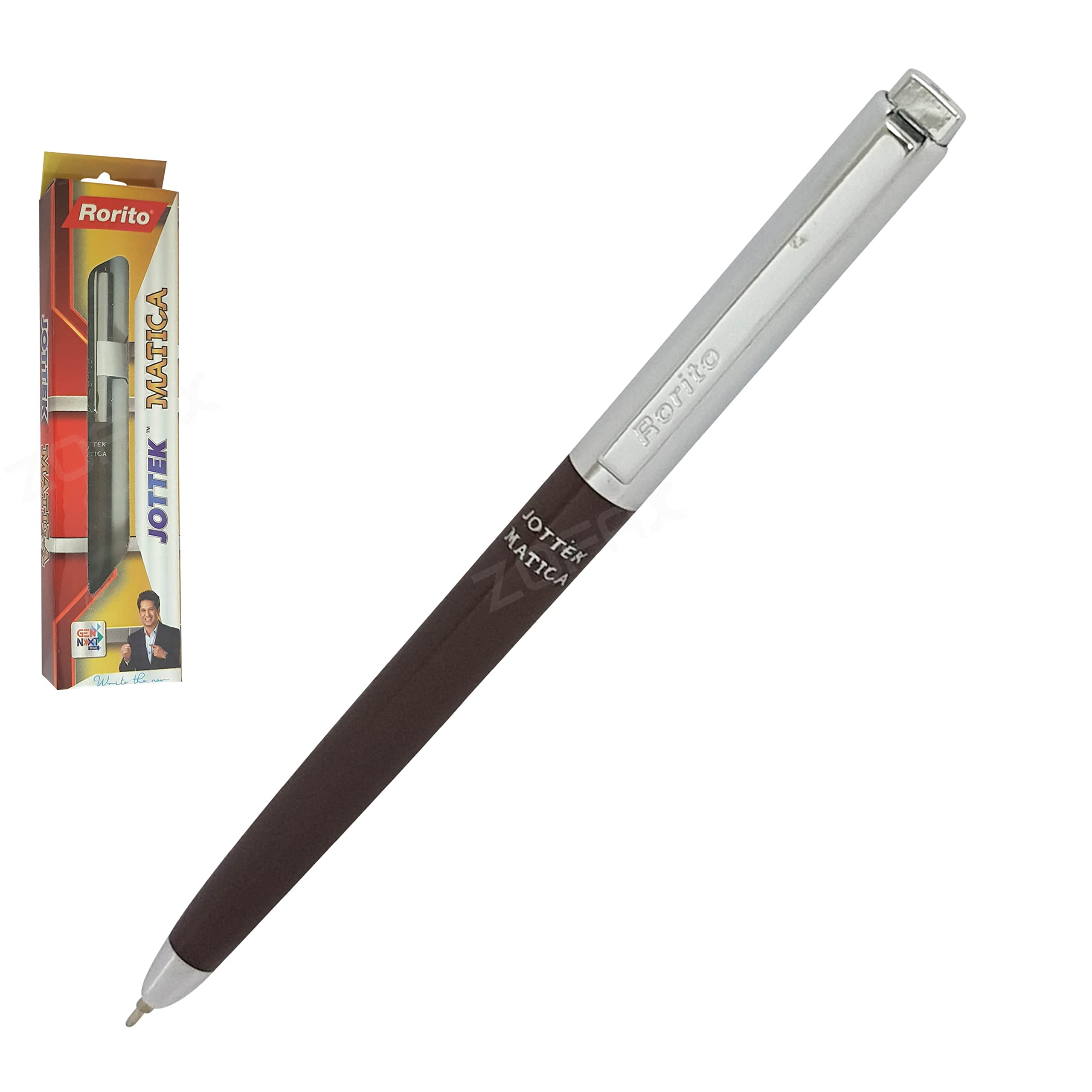 0.7mm Laser Tip RORITO Jottek Matica BLUE Metallic Retractable Ballpoint Pens (BROWN Body Colour)