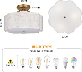 CALOKES Semi Flush Mount Ceiling Light Fixture, Modern 3-Light Chandelier with Cloud-Shaped Cream White Fabric Shade and Golden Arm, Ideal for Bedroom, Kitchen, Living Room and Entryway [Energy Class A]