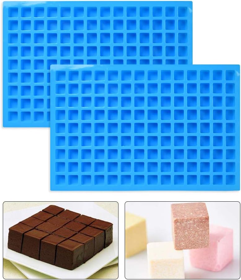 2Pcs 126 Cavity Square Silicone Mold, Square Silicone Candy Molds, Mini Candy Molds for Chocolate Gummy Ice Cube Jelly Truffles Pralines Caramels Ganache
