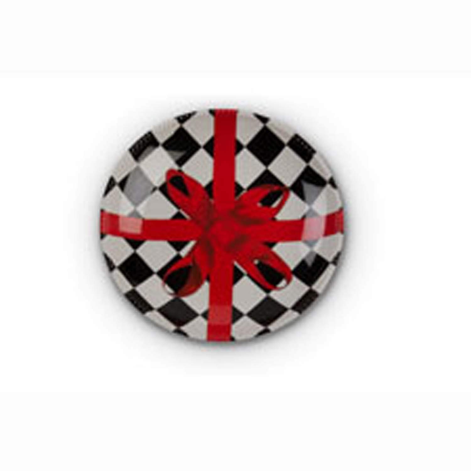 Cuenco poco profundo blanco y negro de 17 pulgadas Harlequin bandeja decorativa mesa