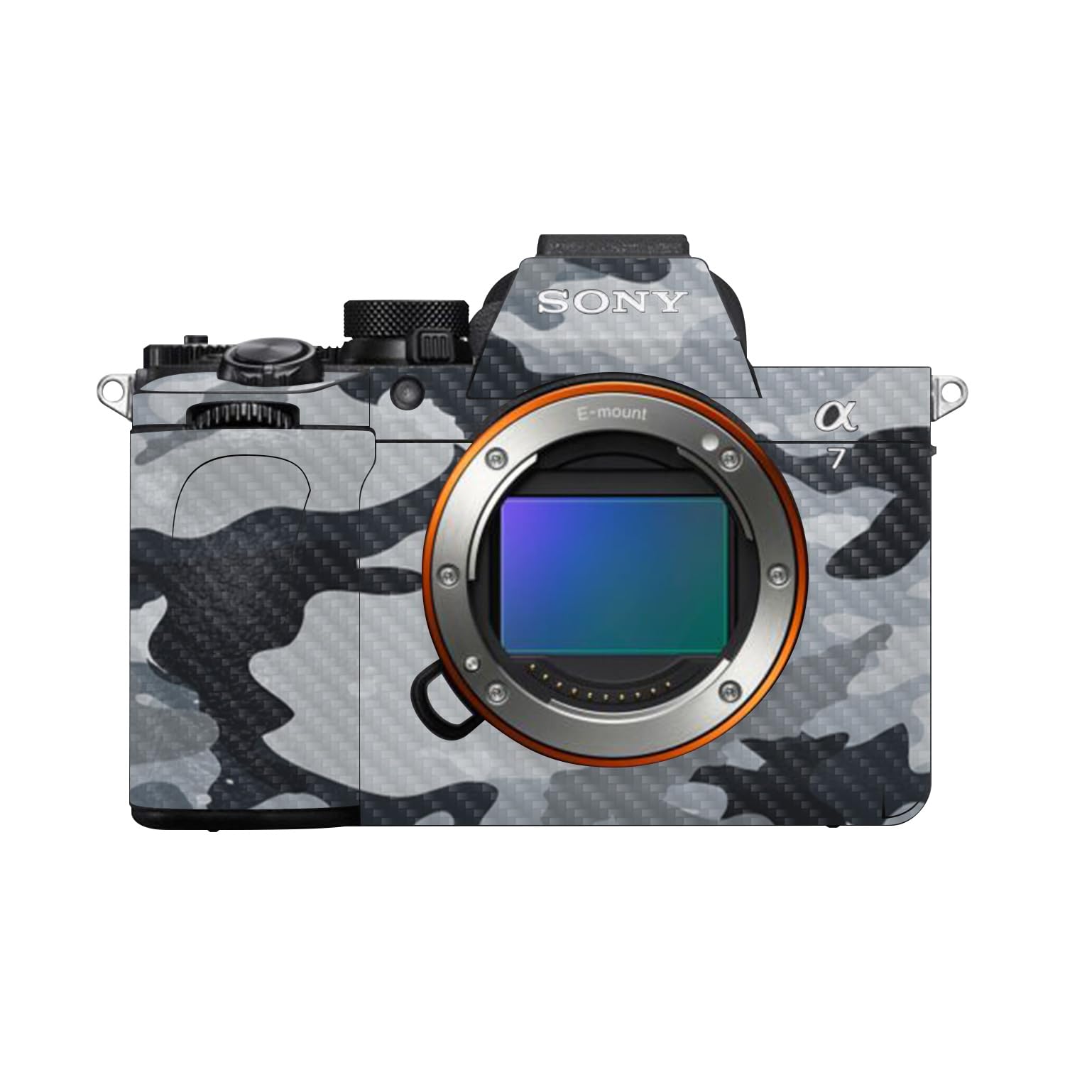 Carbon Fiber Camera Skin Compatible with Sony Alpha A7 Mark V (2025) - Gray Camouflage - Premium 3M Vinyl Protective Wrap Decal Cover - Easy to Apply | Crafted in the USA by MightySkins