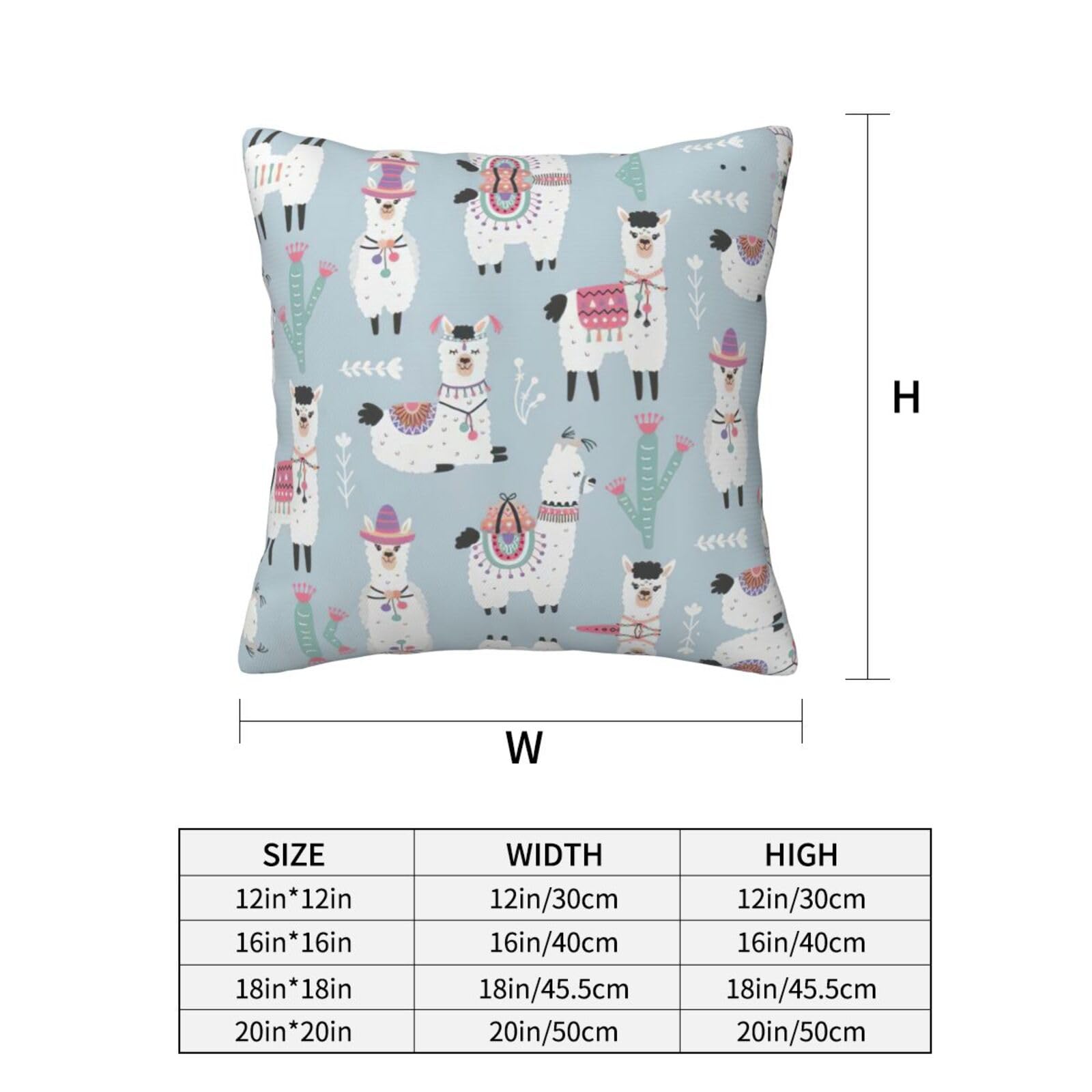 Housses De Coussin Décoratif 45x45cm Motif Alpaga Mignon – Pour Salon, Chambre, Canapé, Chaise (polyester)