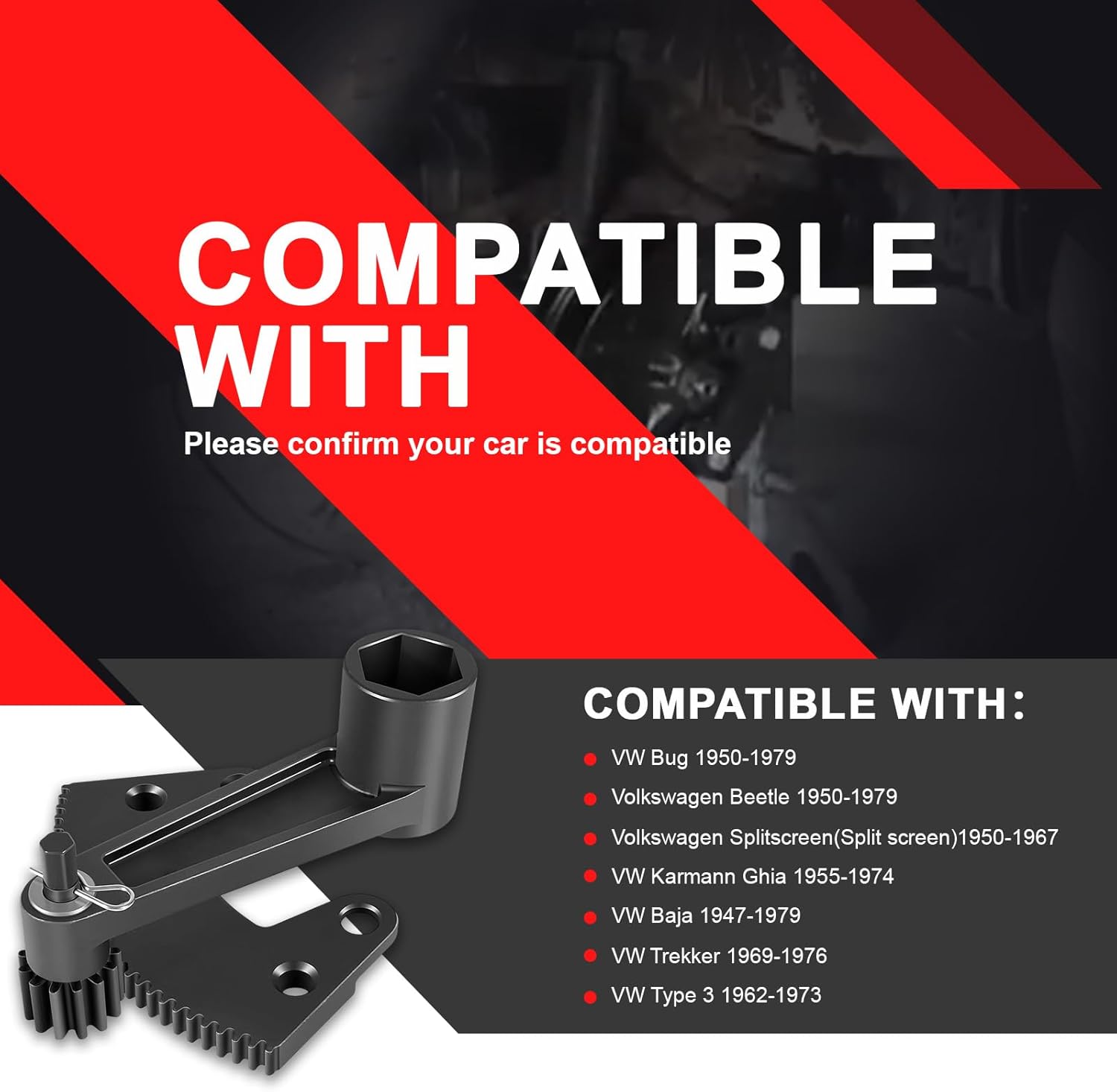 Torque Multiplier Leverage Tool Compatible with Classic Volkswagen Beetle VW Bug Splitscreen Karmann Ghia Buggy Trekker Type 3 Thing 36mm Axle Nut Flywheel Gland Nut Torque Leverage Tool 1950-1979