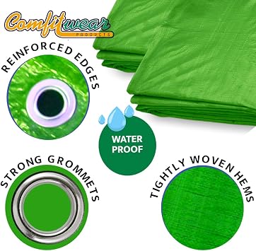 5 Mil Tarp Super Strong 5 MIL Multi-Purpose Extra Strong Tarps Car Tarp Boat Tarp Camping Tarp General Purpose Waterproof Tarp Cover (Lime, 6' X 8')
