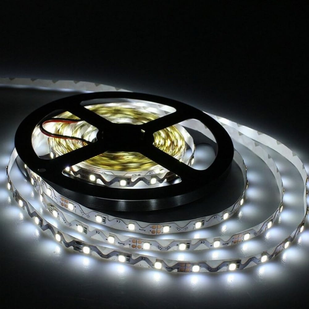 anso SMD 2835 S Shape LED Strip Light 60leds/m 5M Flexible Lamp DC12V Easy Bend 5M Non-waterproof (White)