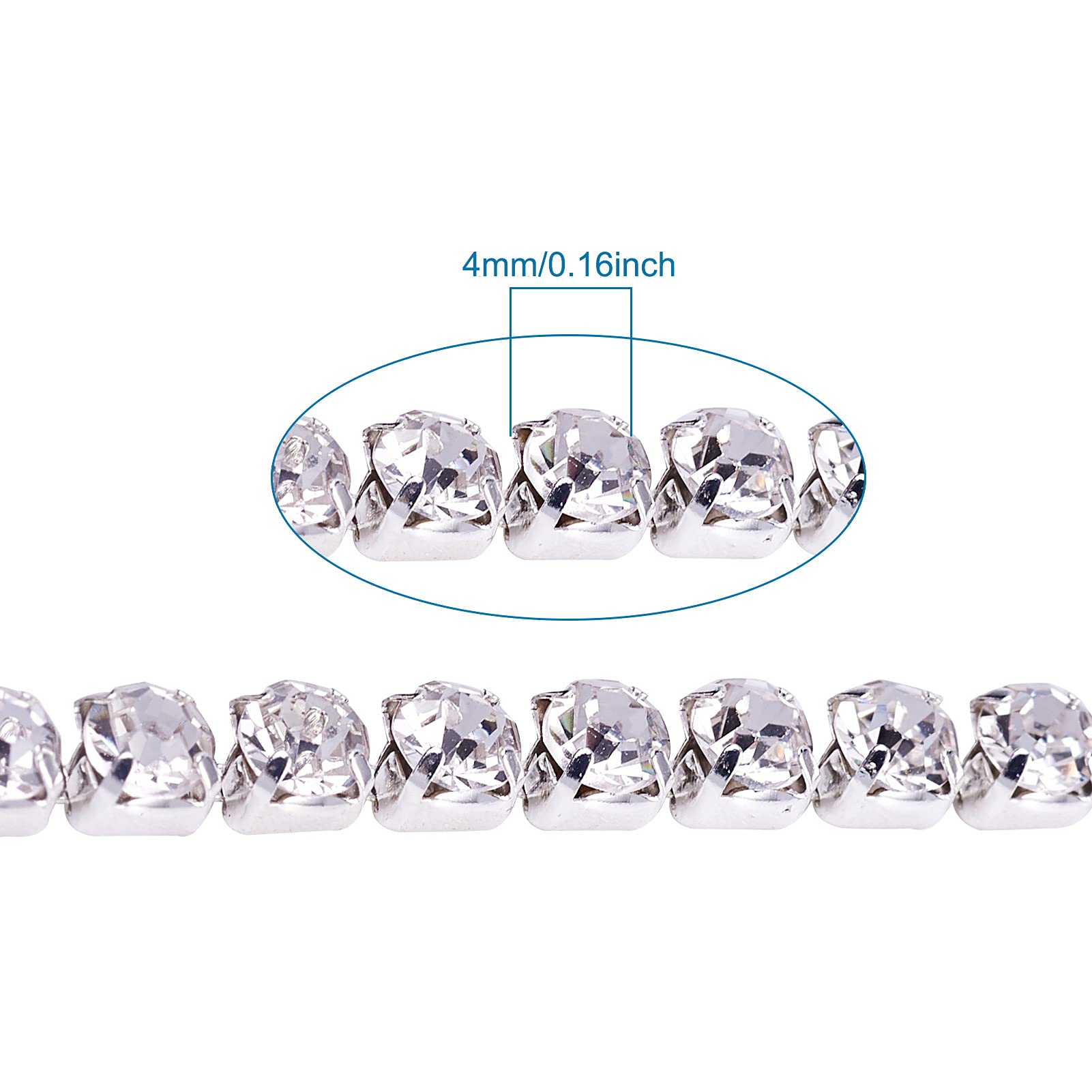 PandaHall - Catena con strass di cristallo e rocchetto per la creazione di gioielli, cristallo, 4 mm