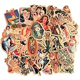 American Traditional Stickers Vintage Retro Pinup Sticker Pack, Vinyl Waterproof Decals for Laptops, Water Bottles, Cars, Bikes, Motorcycles, Skateboards, Men Cave Décor