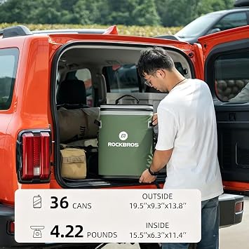 ROCKBROS Backpack Cooler Leak-Proof Soft Sided Cooler Waterproof Insulated Backpack Cooler Bag 36 Can Soft Cooler for Camping Fishing Party Outdoor Adventure Picnic