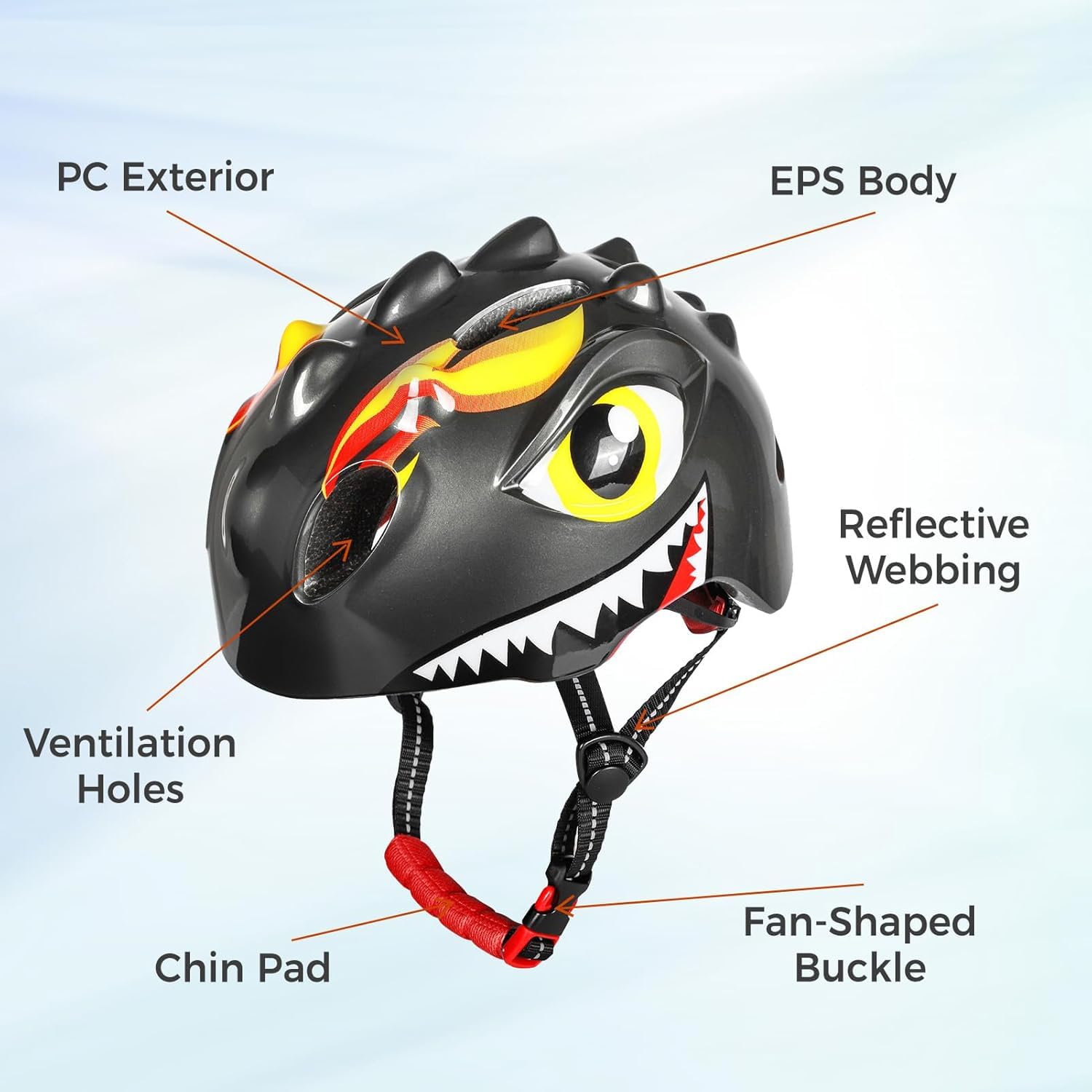 Casque de vélo pour enfant avec lumière LED | Adorable casque de sécurité 3D dinosaure pour filles et garçons de 3 à 8 ans | Casque réglable et respirant pour vélo, skateboard, scooter, patinage