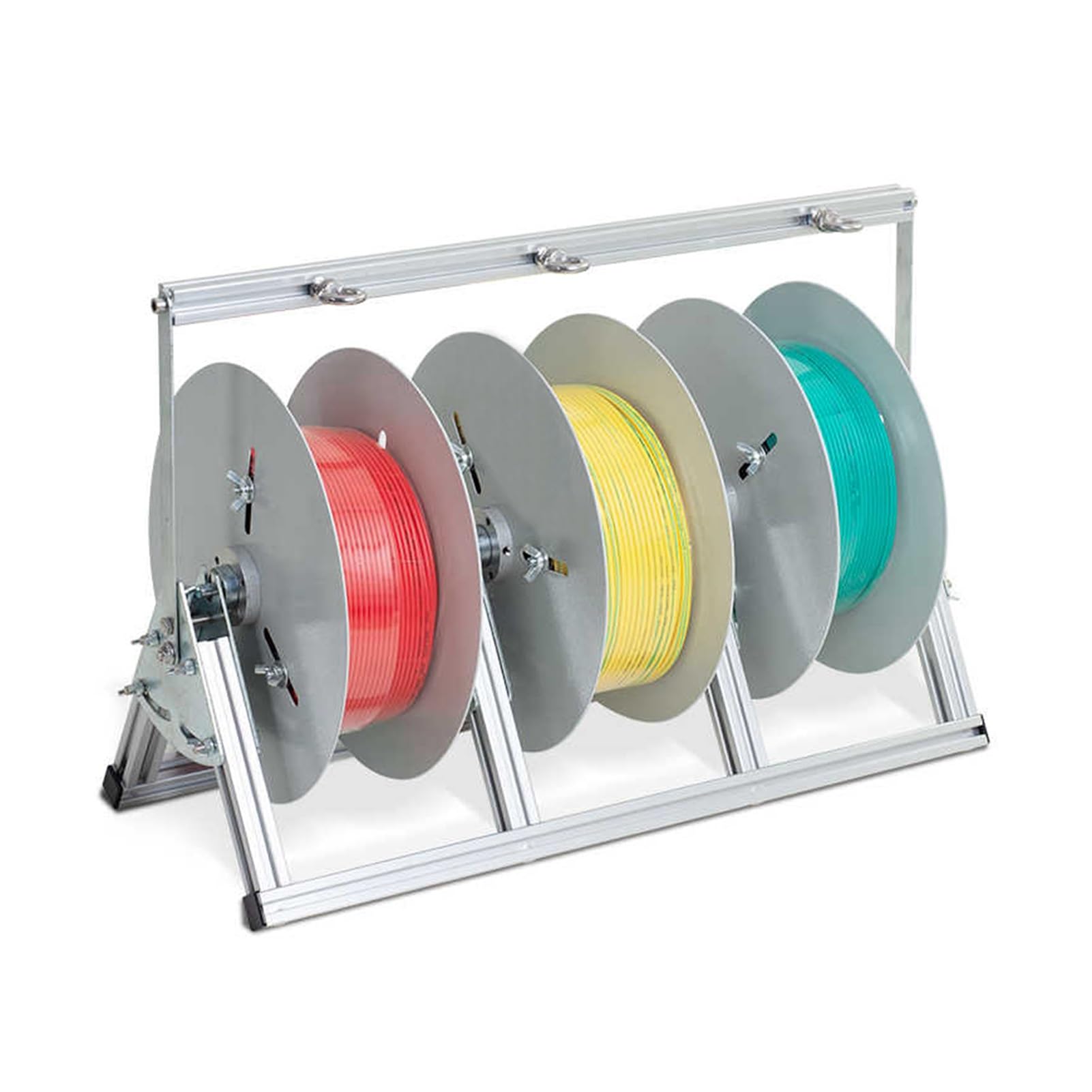 Soporte para carretes de cable tipo 25/38 que evita enredos en talleres e industria
