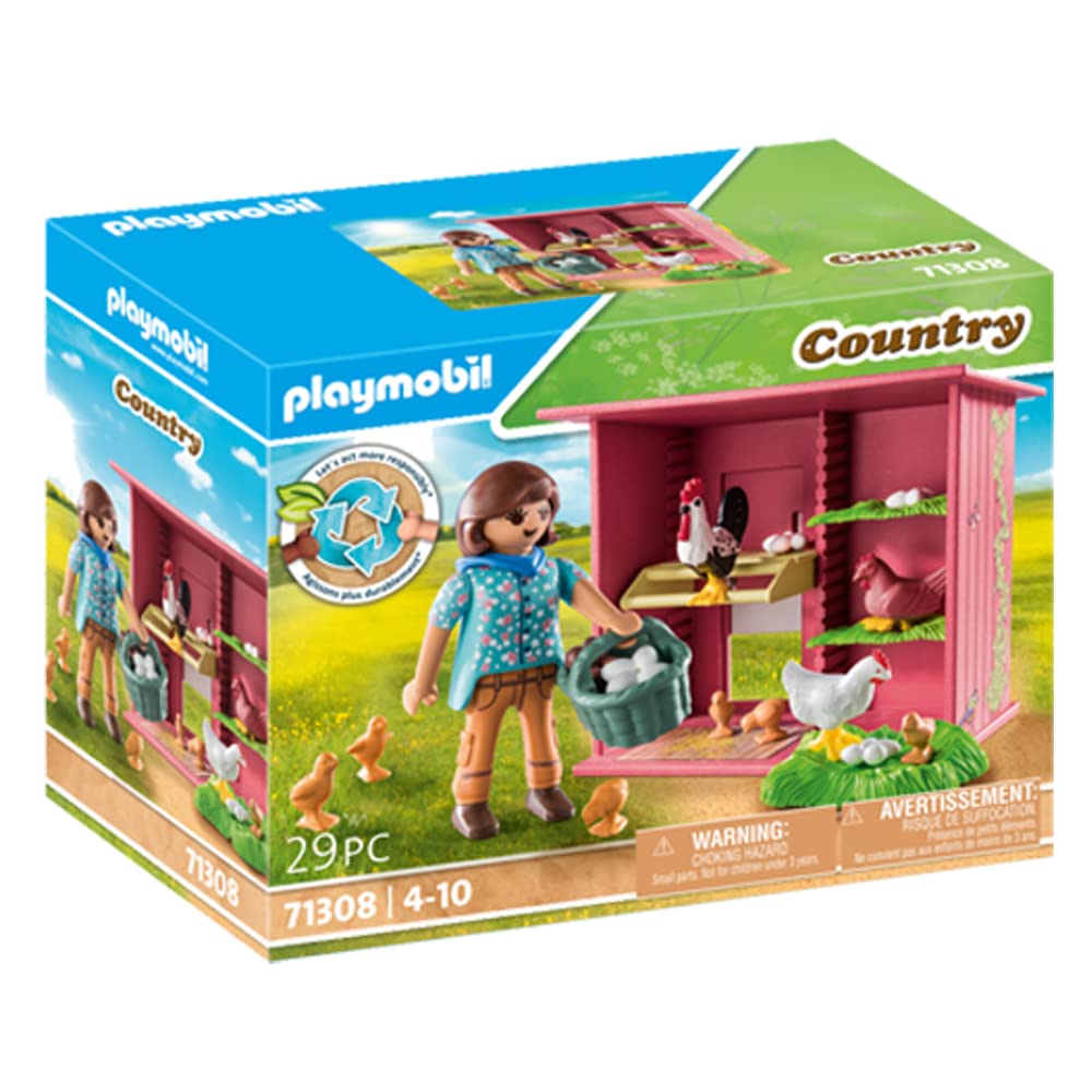 PLAYMOBIL | Country | Hühner mit Küken | Hühnerhaus für deinen Bauernhof | Spielzeug für Kinder ab 4 Jahren | 71308