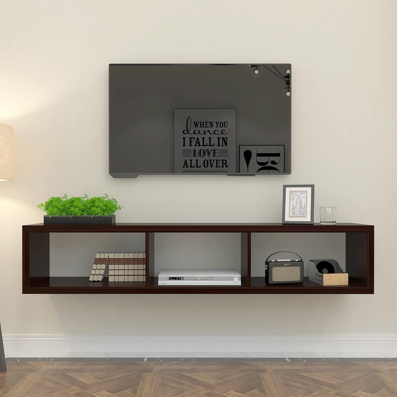 Ankit Crafts TV Stand for 65 Inch TV Wood Floating Entertainment Wall Mounted Walnut TV Stand Floating TV Shelf Media TV Console for Living Room Bedroom-image-40