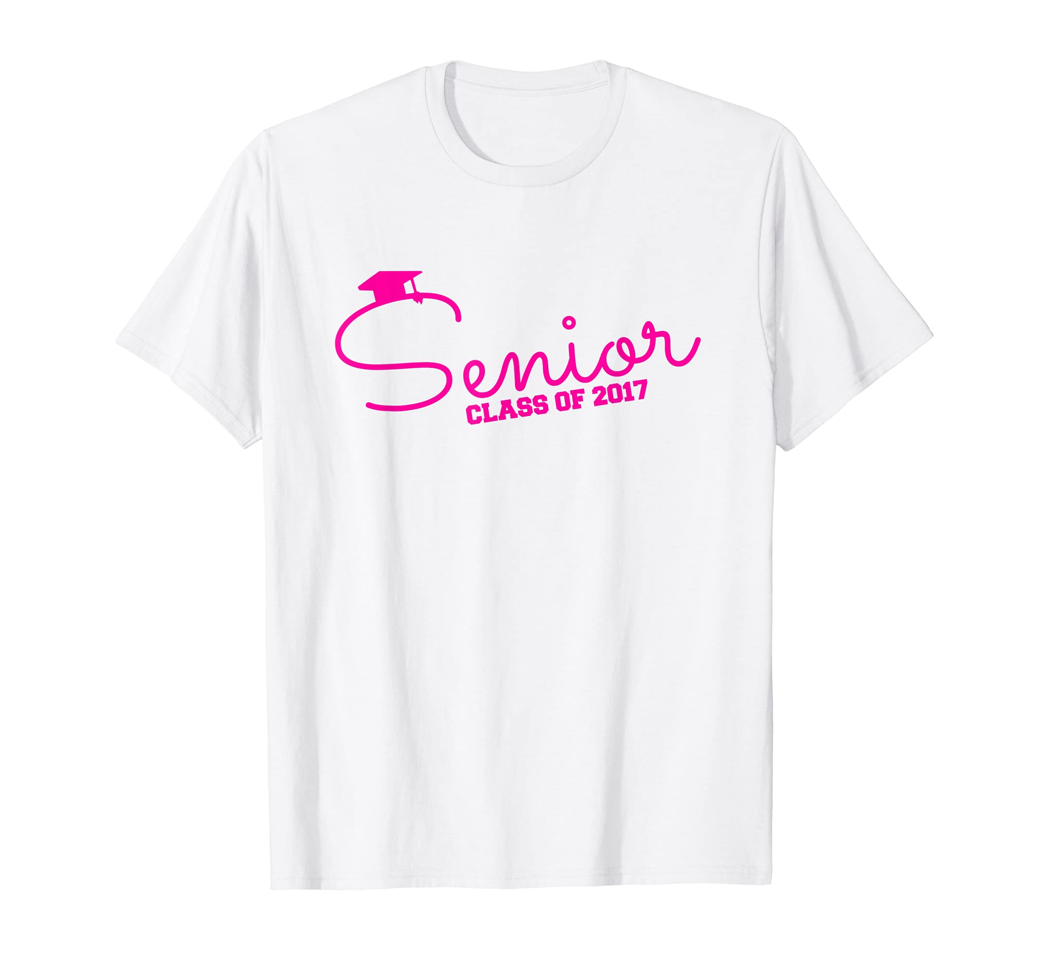 Lady Bea DesignsSenior Class of 2017 Pink Text Graduation Novelty T Shirt