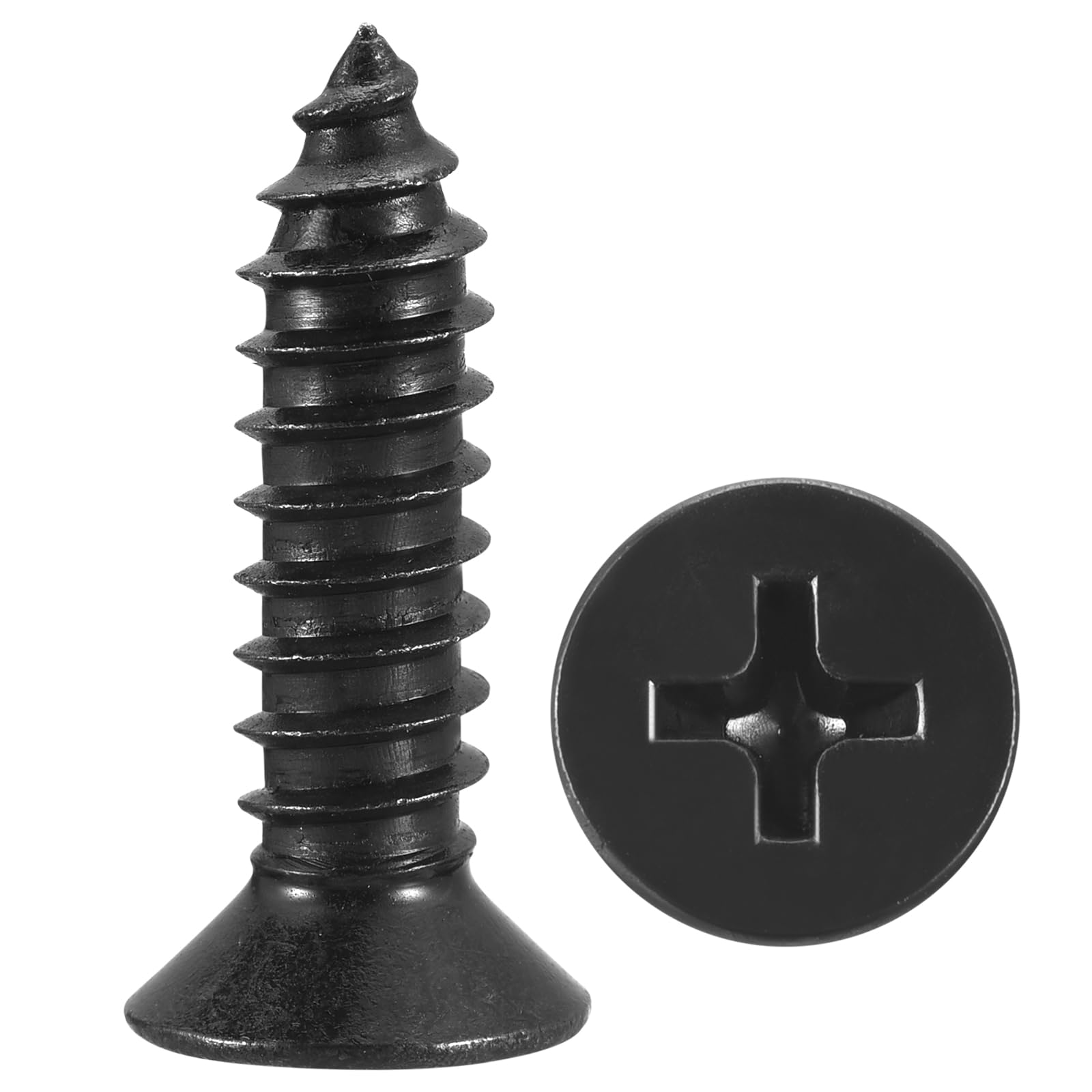 METALLIXITY Countersunk Phillips Wood Screw (#14x1") 50Pcs, 304 Stainless Steel Coarse Thread Phillips Drive Flat Head Wood Screws - for Furniture Installation Repair, Black โ image 1