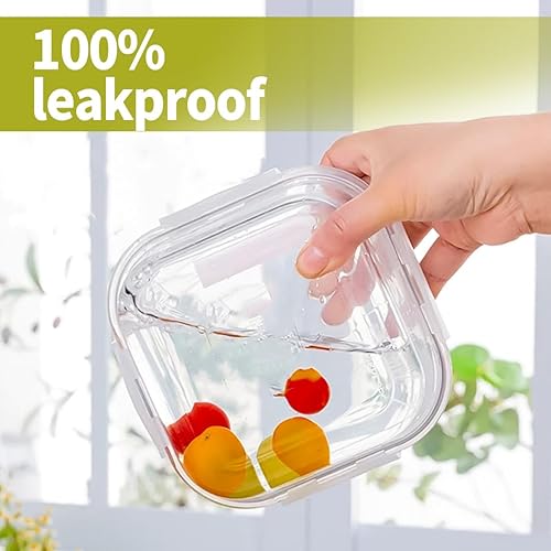 Miniatura 6 de Pequeños recipientes cuadrados de vidrio para almacenar alimentos con tapas, recipientes cuadrados de vidrio de 2 tazas, recipientes pequeños de 16