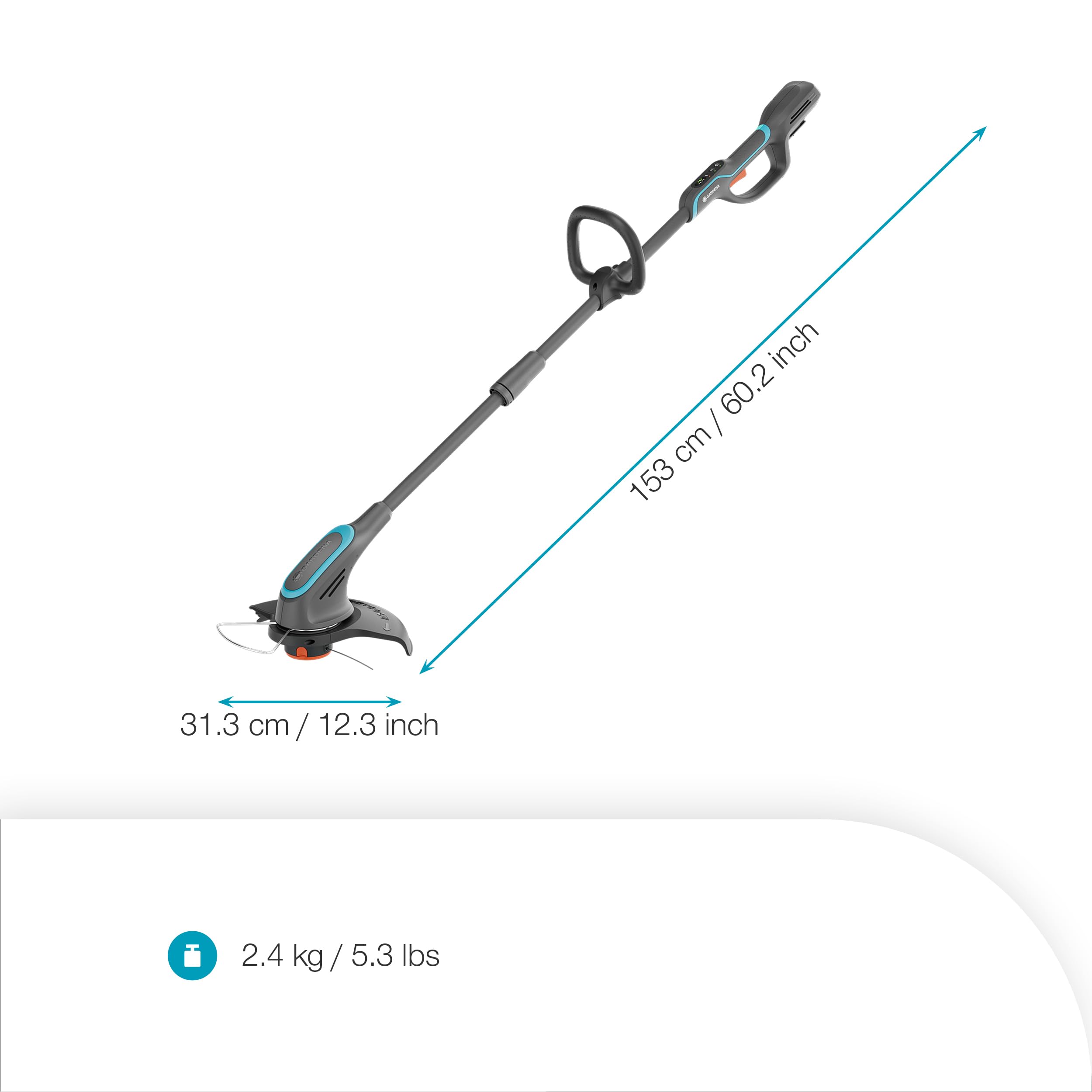 Gardena Coupe-Bordures PowerTrim 30/18V P4A - sans Chargeur ni Batterie: Puissant, Fil Nylon 2 mm, Réglable, pour Herbe Dense, sans Fil (14703-55)