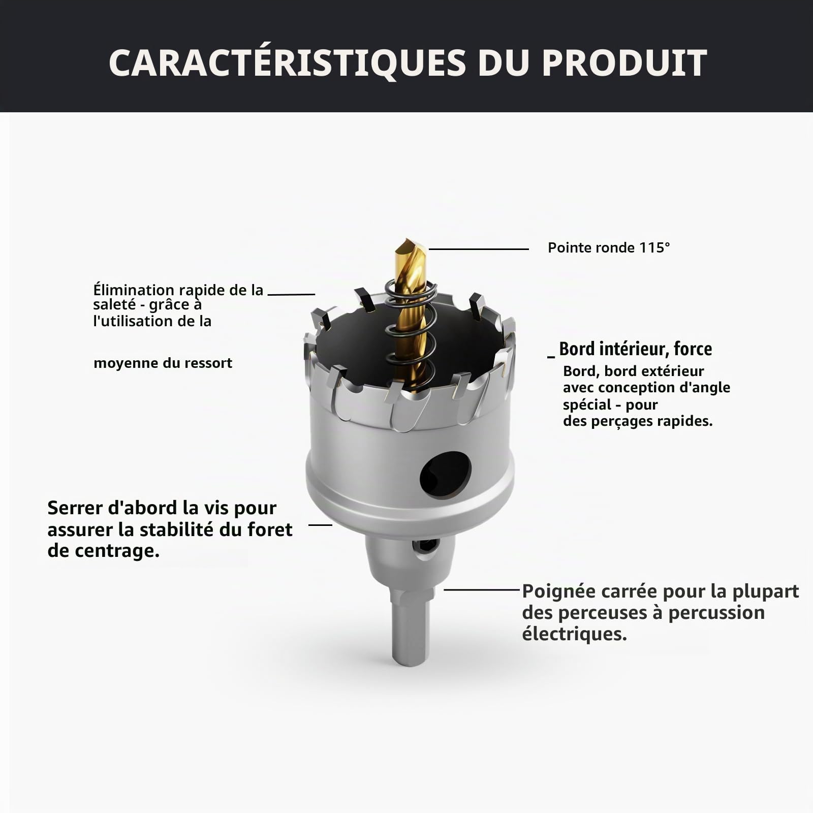 CSOOM Lot de 14 scies cloche en carbure de tungstène haute performance, avec 2 forets centraux pilotes extra revêtus de titane et 2 clés en L. Acier inoxydable et grille en métal sont le choix idéal