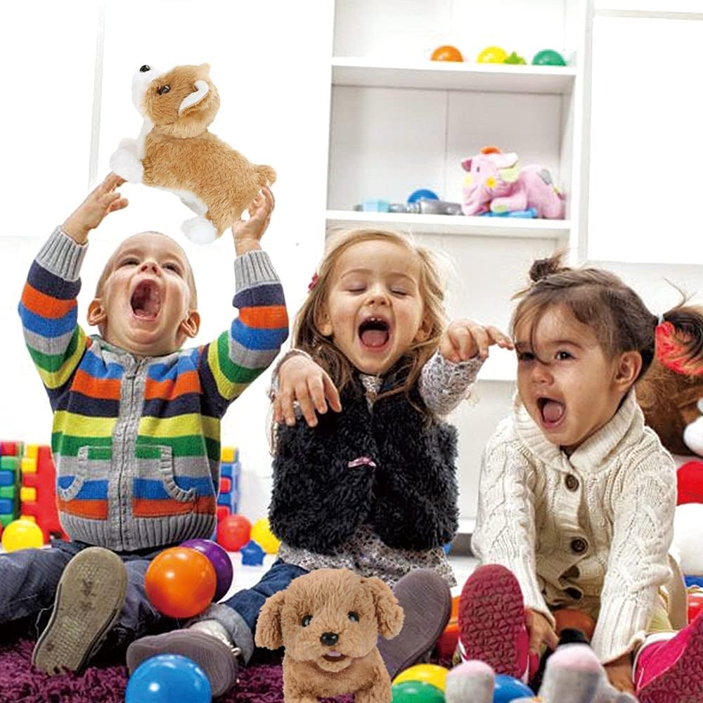 Lelia Toy Dogs That Walks and Barks Tail Wagging Plush Interactive Electronic Toy Pets Battery Operated Puppy for Girls Toddlers Kids ,Corgi-L0553 : Toys & Games