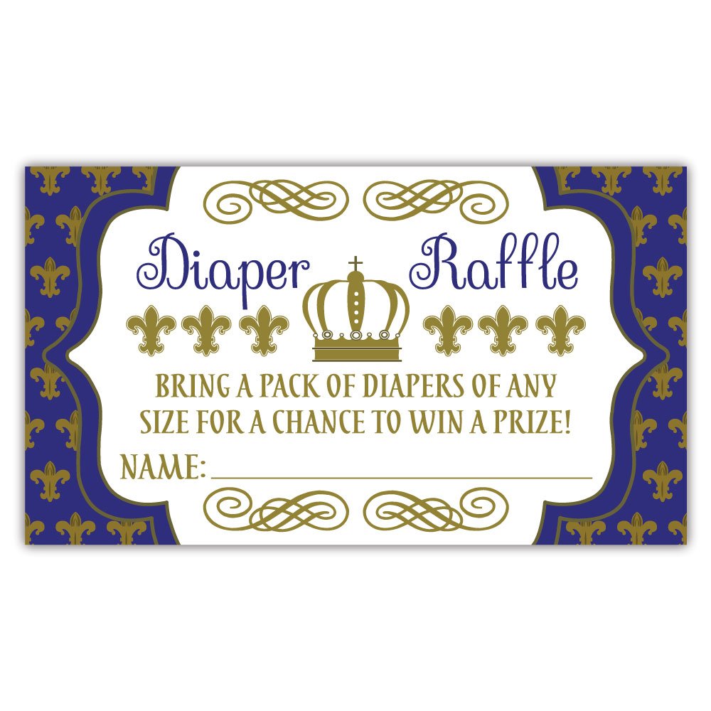 Amazon.com: 50 Royal Prince Diaper Raffle Tickets | Boy Baby Shower Game :  Home & Kitchen