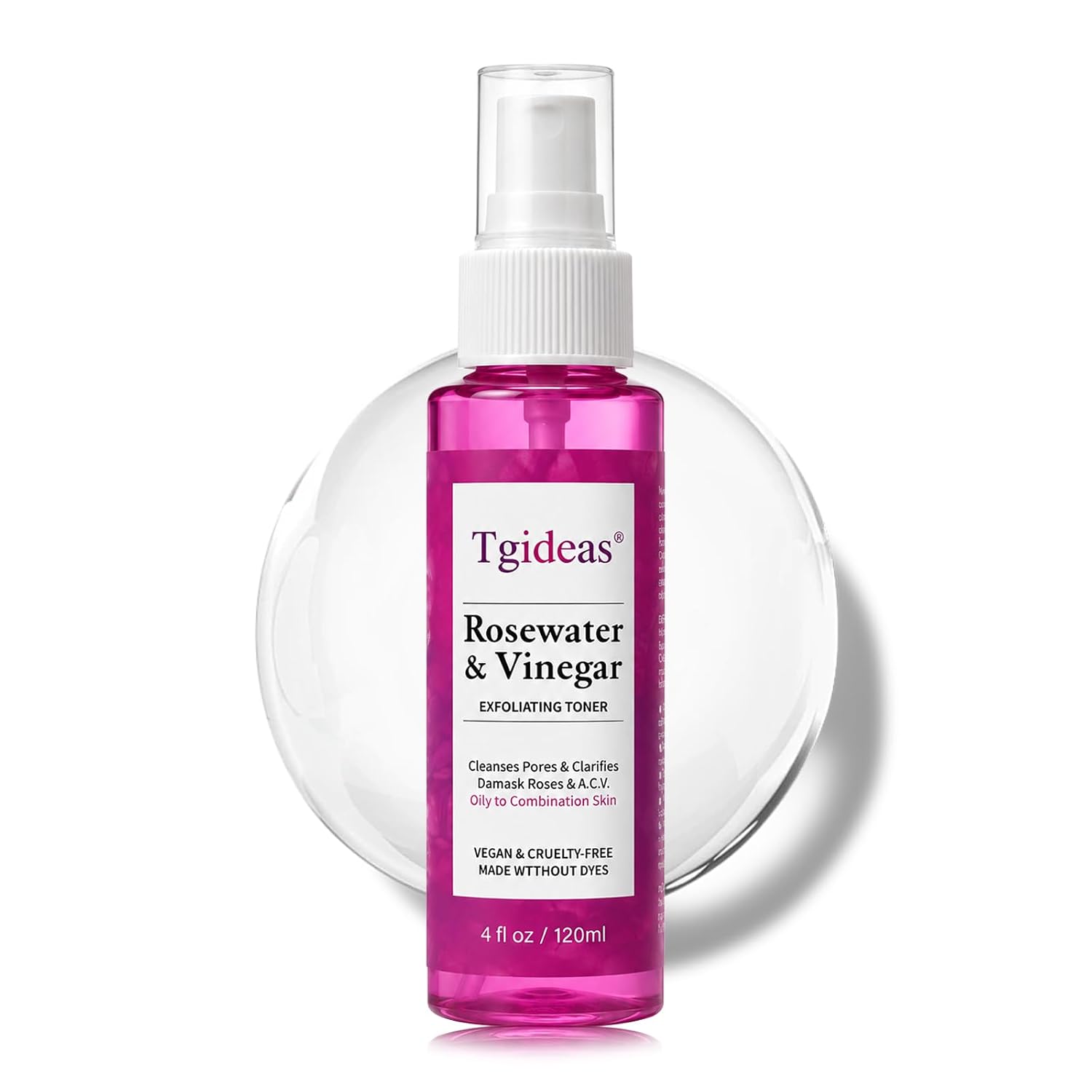 Tgideas Rosewater & ACV Toner, Oil Control Hydrating Face Mist, 4.0 Fl Oz