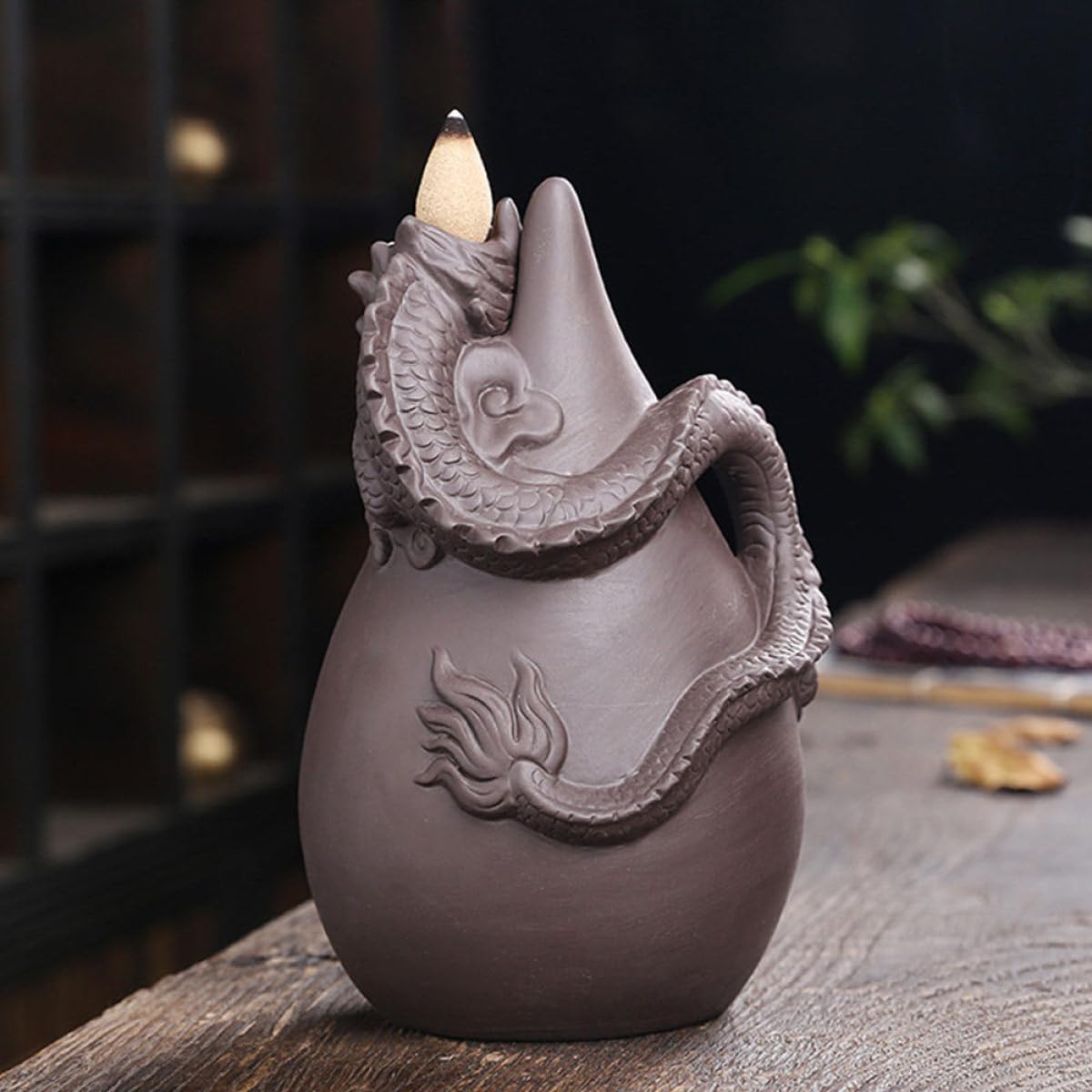 Quemador de Incienso de Arena Púrpura para Decoración del Hogar Diseño de Dragón Relajación y Mejora del Pieza Única en Sauna o Estudio