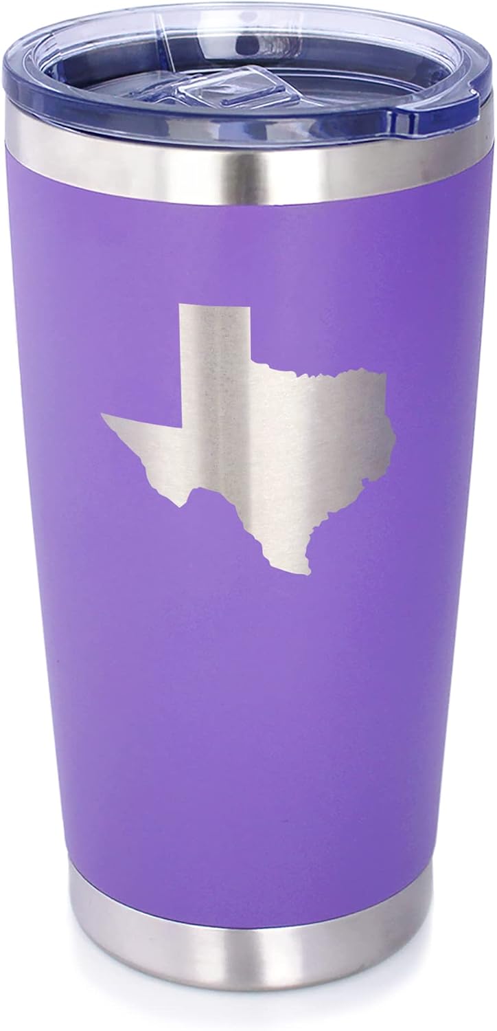 Custom Texas State Outline - Personalized Insulated Coffee Tumbler Cup with Sliding Lid - Stainless Steel Insulated Mug - State Themed Decor and Gifts for Texan Women & Men