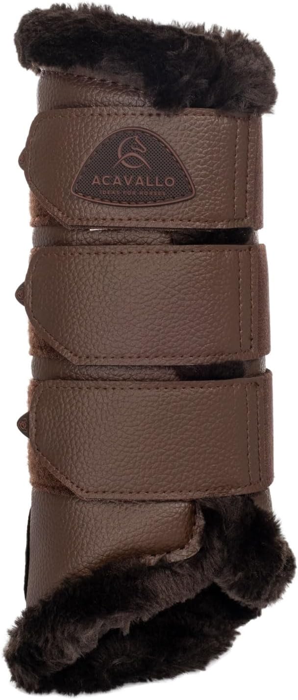Acavallo Hind Brushing Boots Faux Leather & Faux Sheepskin, Large Size, Dark Brown