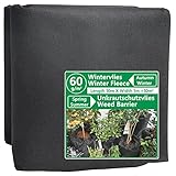 Akuoly Frostschutz Winterschutzvlies 60g/m² Wintervlies 10m² Unkrautschutzvlies für Pflanzen, UV-Beständigkeit Extrem Reissfest, Wasserdurchlässig Atmungsaktiv, schwarz 10m x 1m
