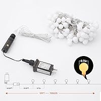 Vista 7 de Dailyart Guirnalda de luces tipo globo, 100 luces LED de 59 pies, impermeables, con enchufe, 8 modos con control remoto, brillo ajustable