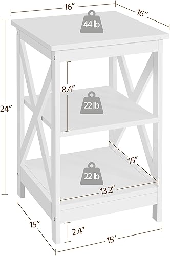 Miniatura 31 de Yaheetech Mesa auxiliar de sofá de 3 niveles con estante, mesa auxiliar resistente en forma de X para sala de estar, unidad de exhibición,