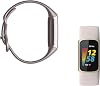 Fitbit Charge 5 Rastreador Avanzado de Fitness y Salud con GPS Integrado, Herramientas de Manejo de Estrés, Seguimiento de Sueño, Ritmo Cardíaco 24/7 y Más, Talla Única con Correa S y L, Blanco Lunar/Oro Suave (Renovado) 3