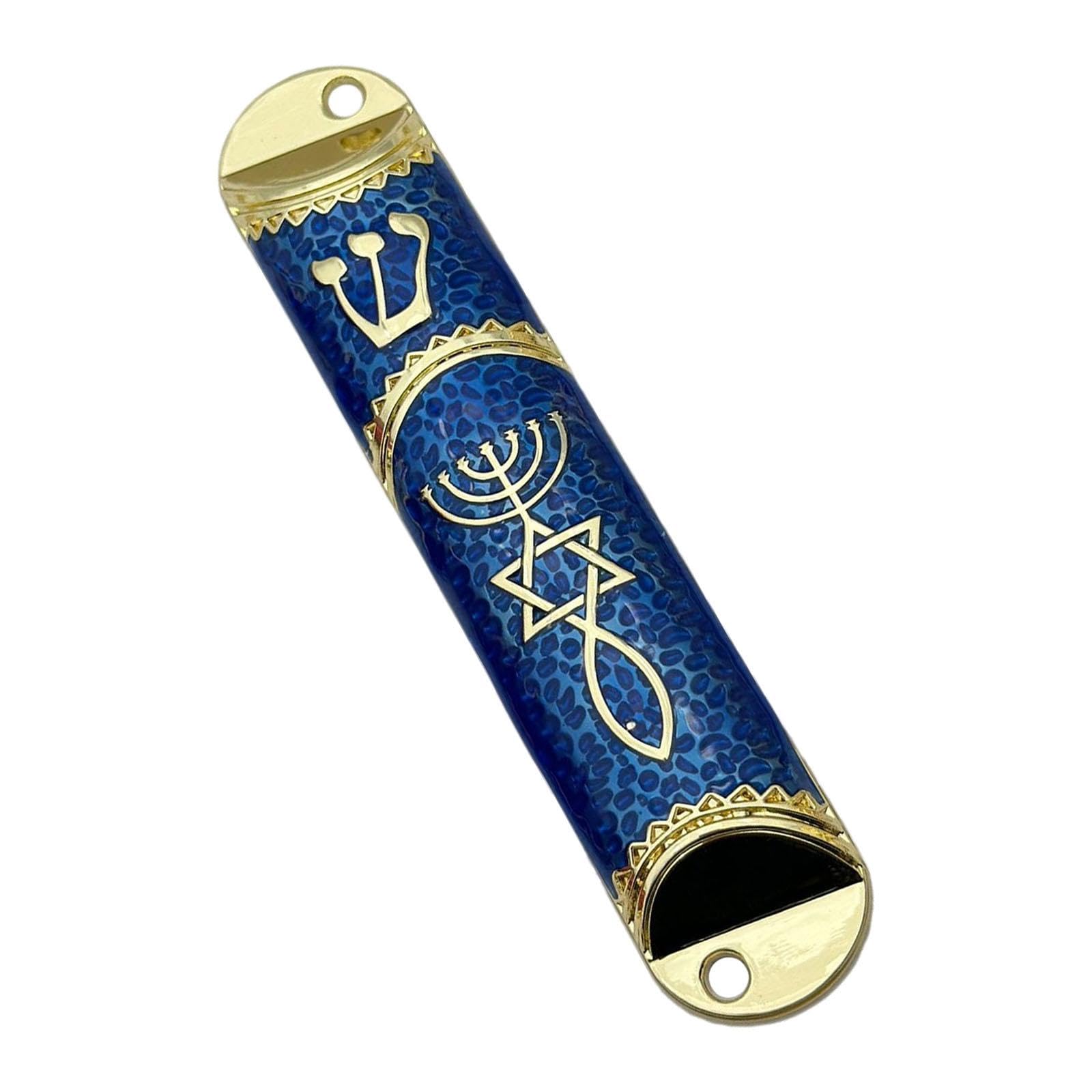 SECRET DESIRE 4.1inch Jewish Mezuzah Case Cover Door Ornament for Welcoming and Protection Blue