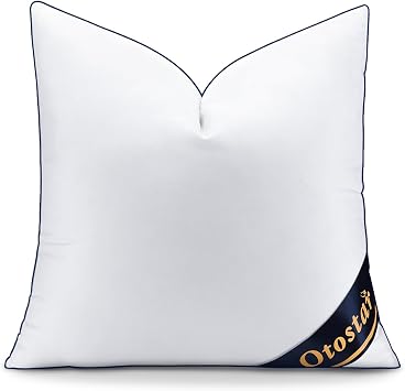 OTOSTAR 16x16 Down Alternative Fill Throw Pillow Insert-100% Cotton Cooling Cover-Soft Fluffy Synthetic Down Pillow Insert-Decorative Couch Pillow