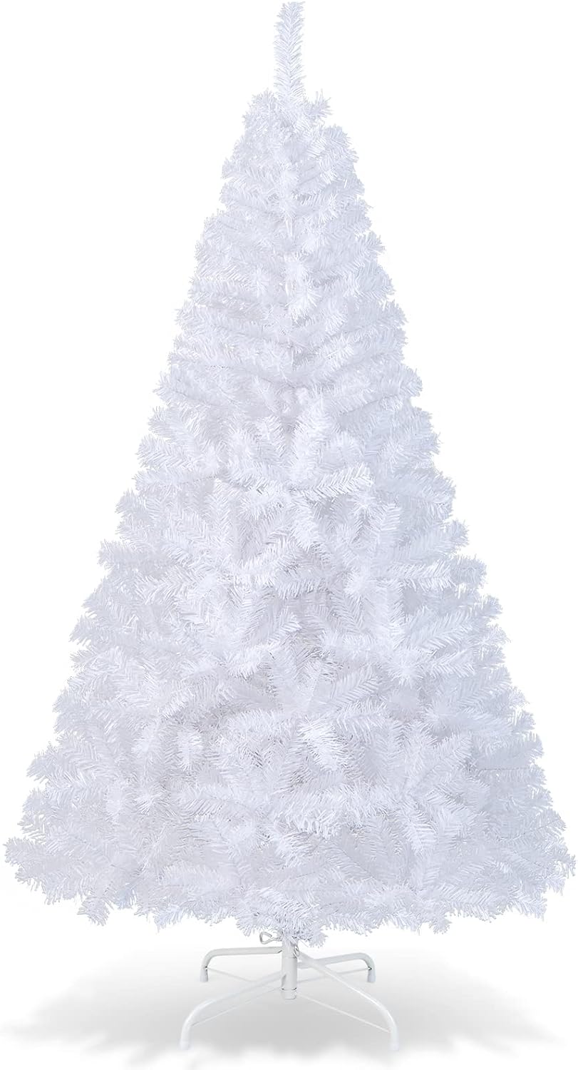 6Ft Artificial White Christmas Tree, Pine Tree with Solid Metal Legs & Pine Needles, Ideal for Indoor & Outdoor Home, Office, Holiday Decoration 6Ft Artificial White Christmas Tree, Pine Tree with Solid Metal Legs & Pine Needles, Ideal for Indoor & Outdoor Home, Office, Holiday Decoration
