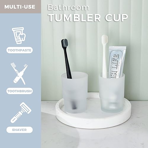 Miniatura 6 de Juego de 2 tapas para vaso de vidrio, para enjuague bucal y enjuague bucal, para cepillos de dientes y pasta de dientes y bebida para cristalería