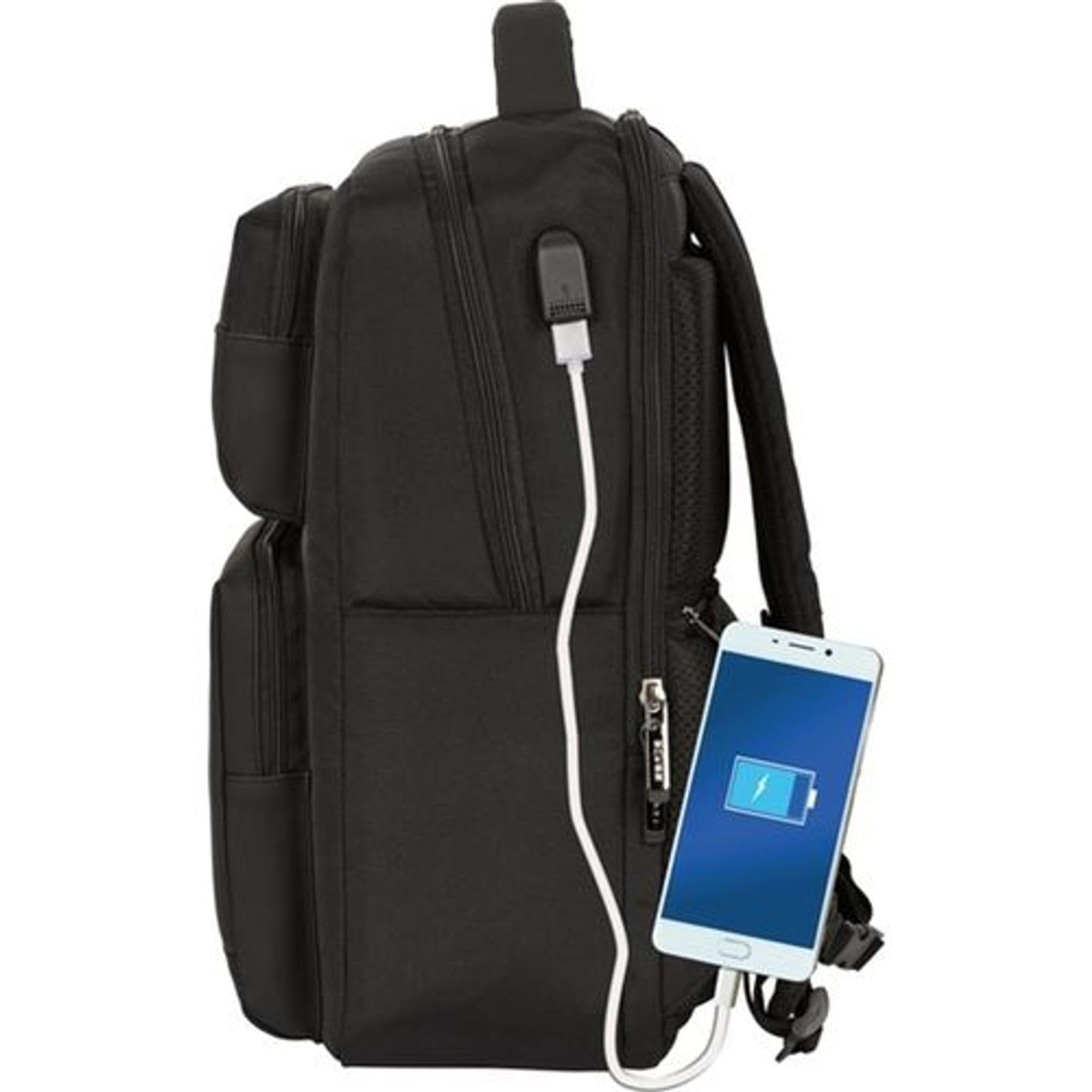 SAFTA Zaino per laptop da 13,3 pollici, con patta per laptop da 13,3 pollici, design executive, porta USB, scomparto imbottito e stile minimalista