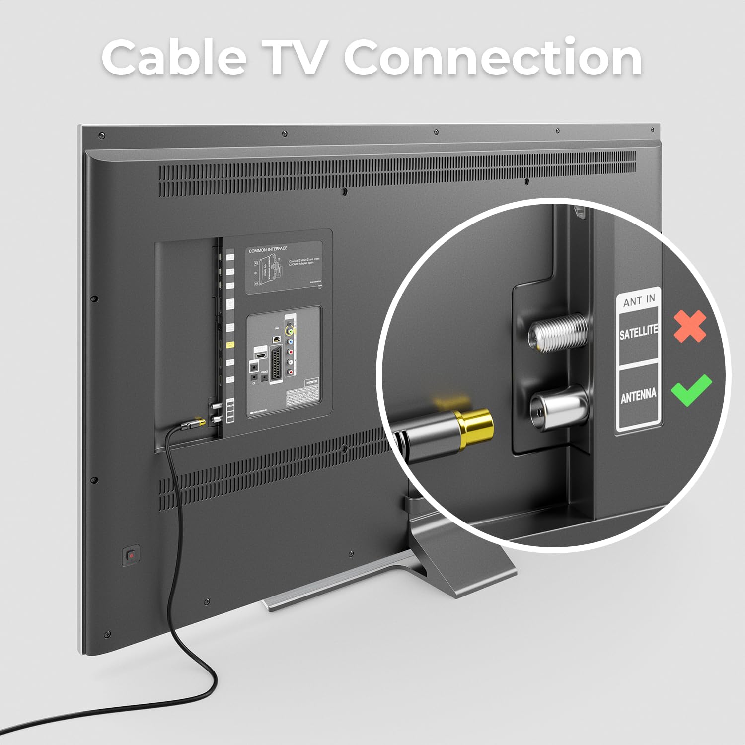 deleyCON 3,0m 4K TV Antenna Coassiale TV HDTV FULL HD - IEC Connettore a IEC Presa - Connettori Metallo - Analogico Digitale - Nero