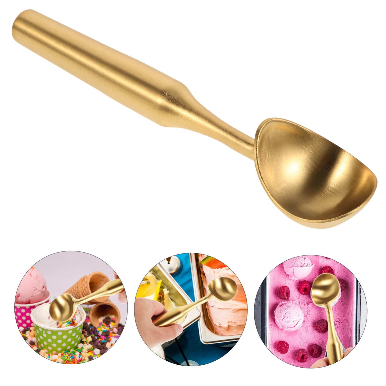 Ciieeo 5 Stück Goldener Eisportionierer aus mit Langem Griff Antihaftbeschichtet Spülmaschinenfest Vielseitig für Eis Keksteig Früchtespieße und Dessertdekoration Kleine