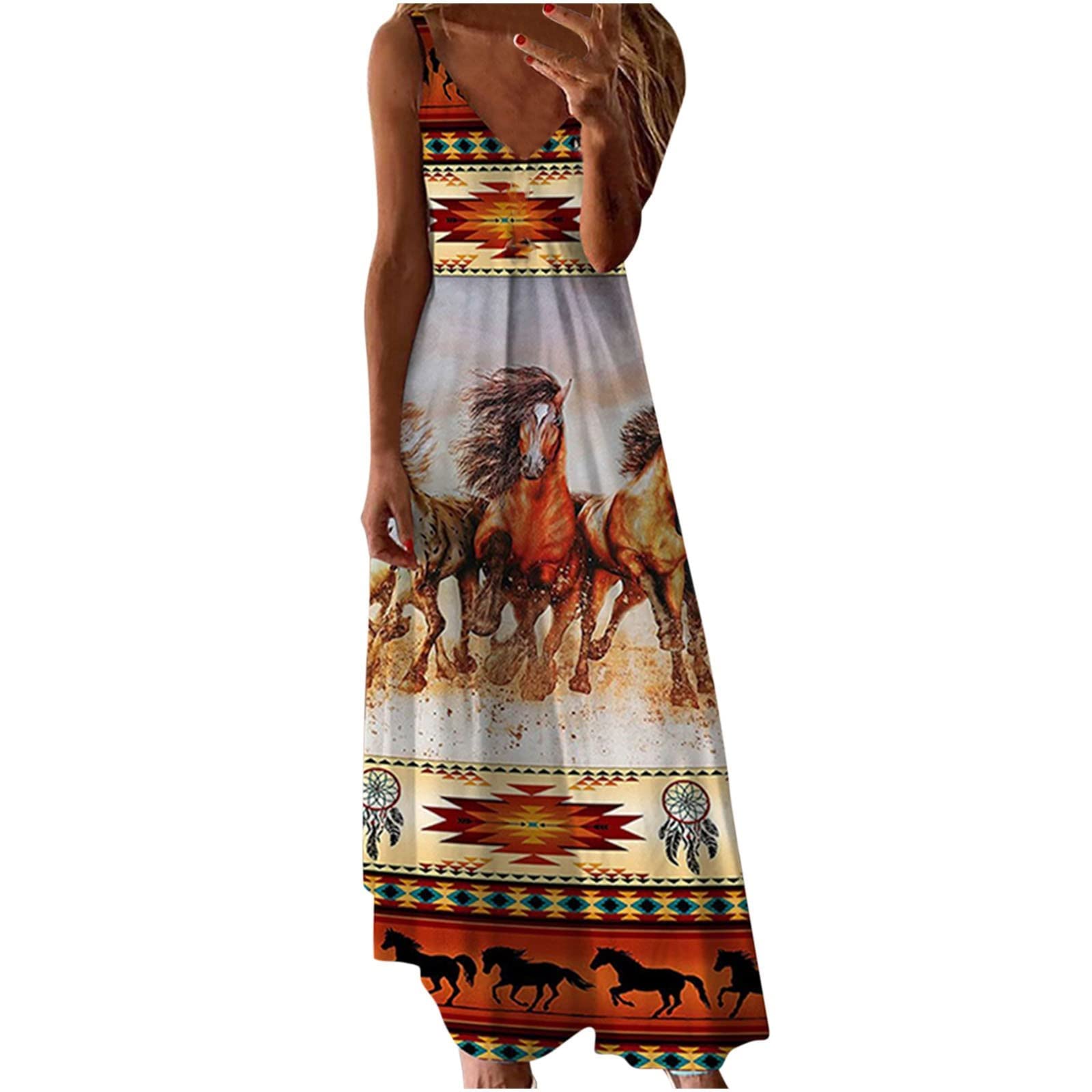 Women’s Tie Dye Casual Loose Sleeveless Maxi Long Dress Spaghetti Strap Asymmetric Tiered Beach Dress