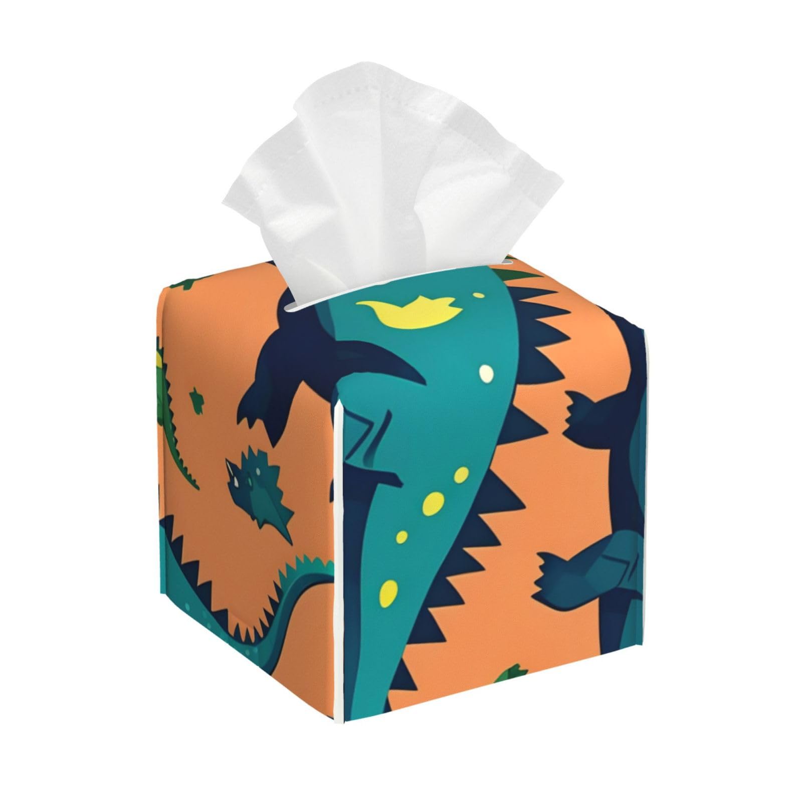 Dinosaur Leather Tissue Box Cover â€ Concealing Tissue Holder for Toilet, Living Room, Table Desk, Office, Car