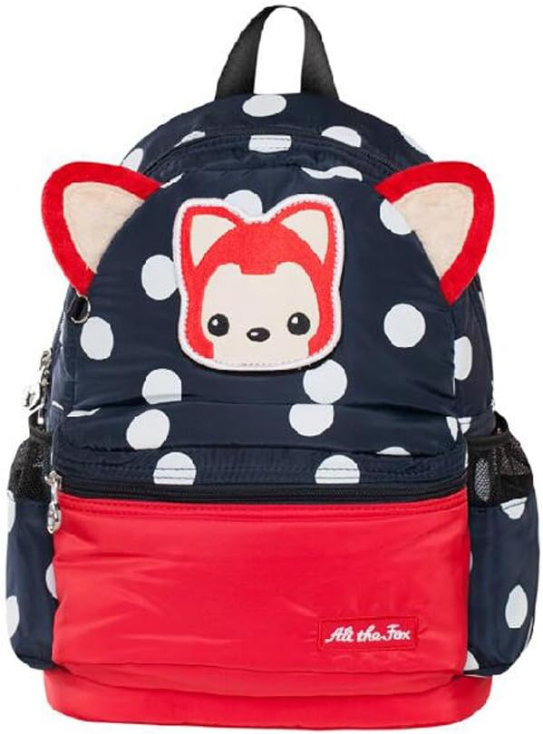ALI THE FOX-Casual Nylon Women's Dot Cute Ears School Travel Backpack Handbag Red