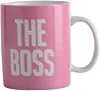 Ceramic The Boss Large Single Mug - Coffee Tea Cup, Modern Theme, Durable Handle, Hot and Cold Beverage Safe, Pink Color, One Piece
