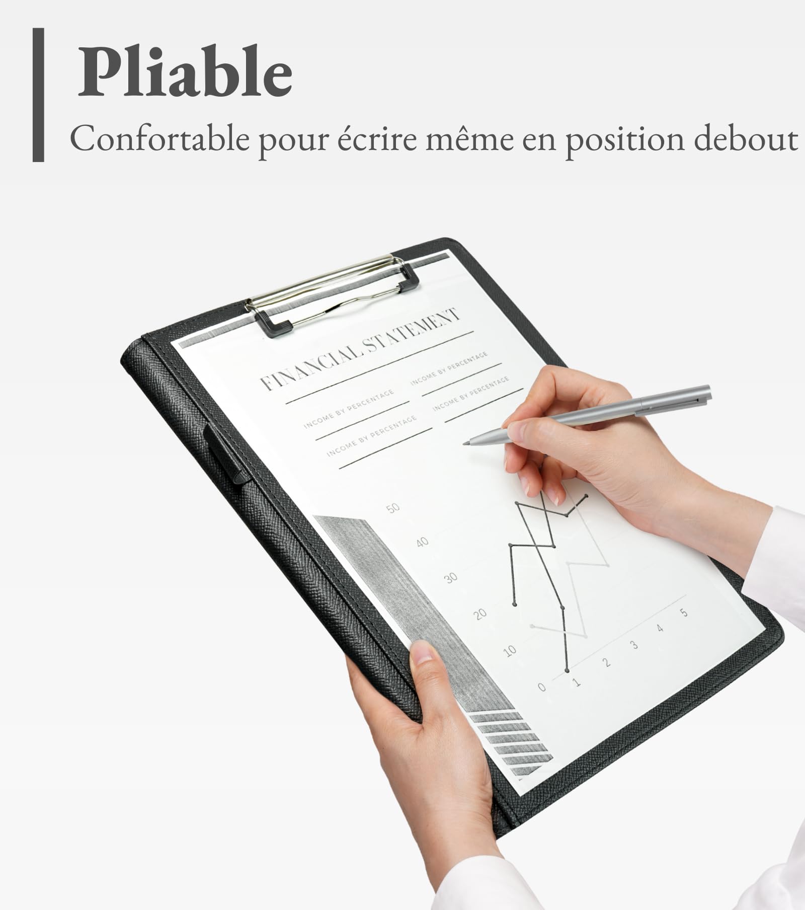 Mymazn Porte Documents A4,Porte Document Homme Femme Pu Cuir Porte Bloc Support Document Conférencier portfolio A4 Range Documents Trieur Organiseur Planchettes Porte-formulaires (Noir)
