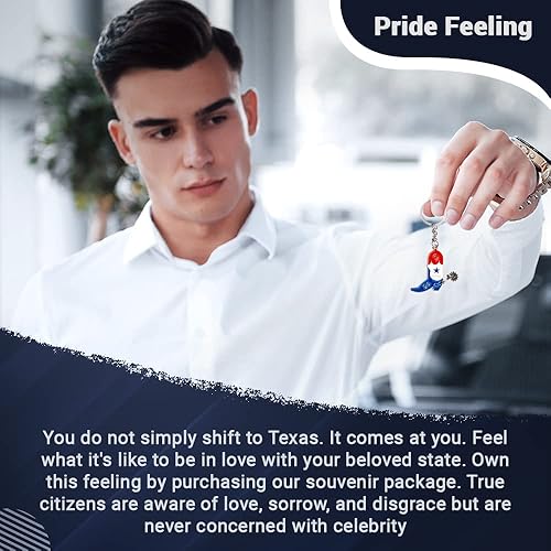 Miniatura 7 de Texan Charm: juego de 9 piezas de imán de recuerdo y llavero - Sombrero, bota, diseño de Dios bendiga - Colección única de Texas